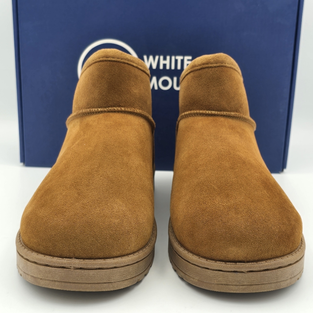 NIB White Mountain Inspo Leather & Faux Fur Ankle Booties, Whiskey/Suede, Sz. 10 - Picture 4 of 16